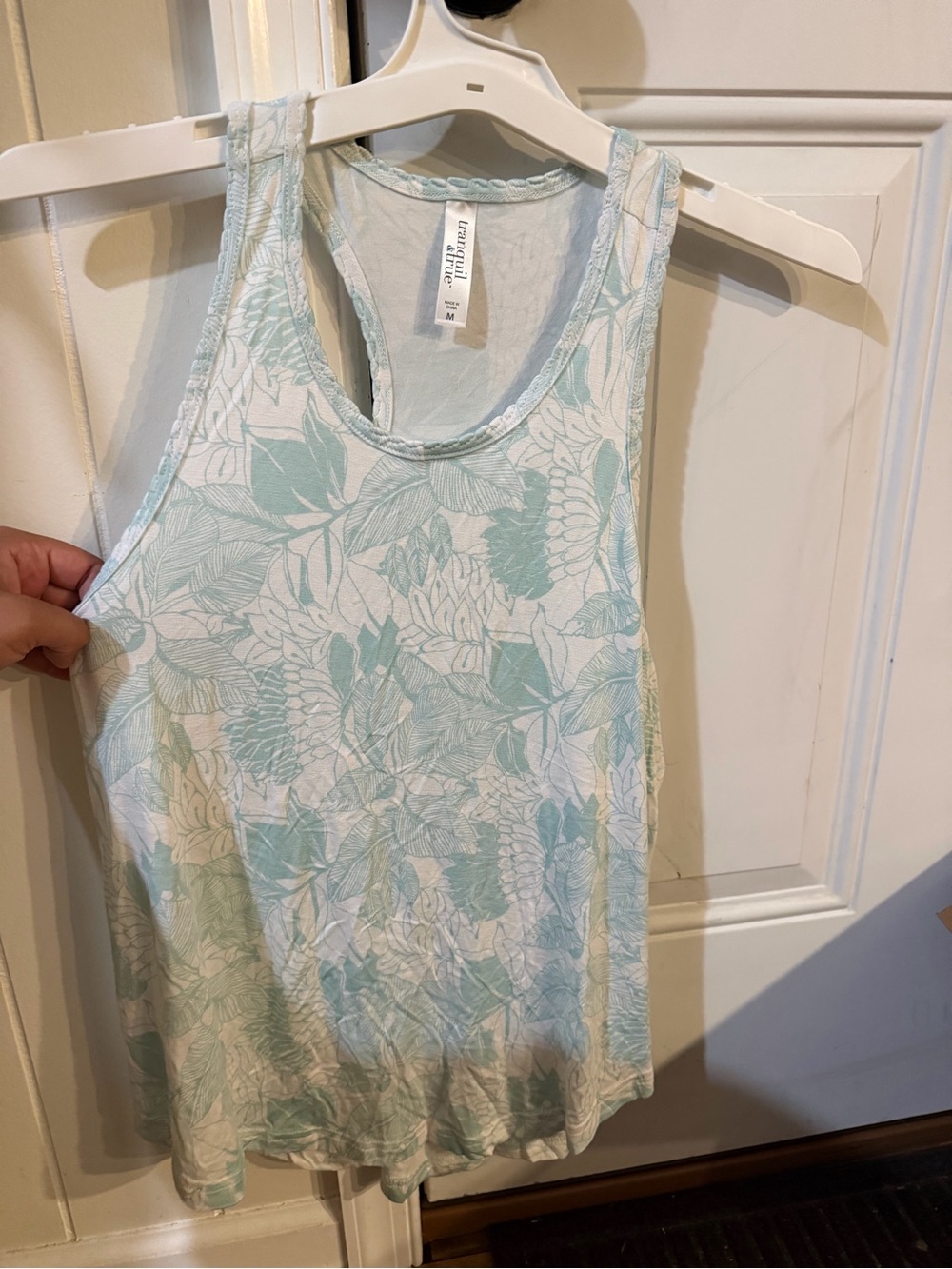 Madewell Light Aqua and White Floral Racerback Tank
